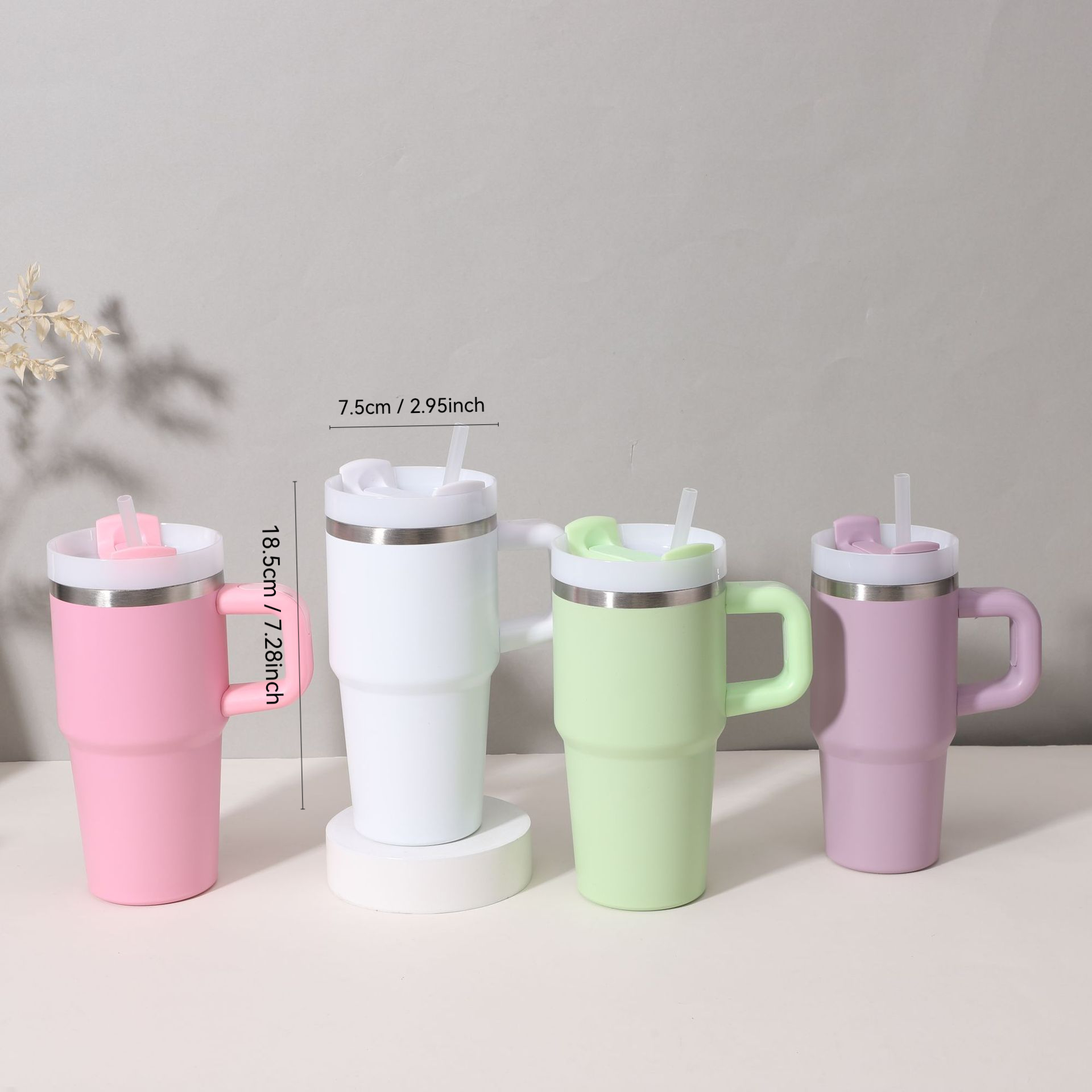 Insulated Tumbler with Handle & Straw