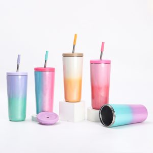 water bottl with straw 730ml straw tumbler 24oz
